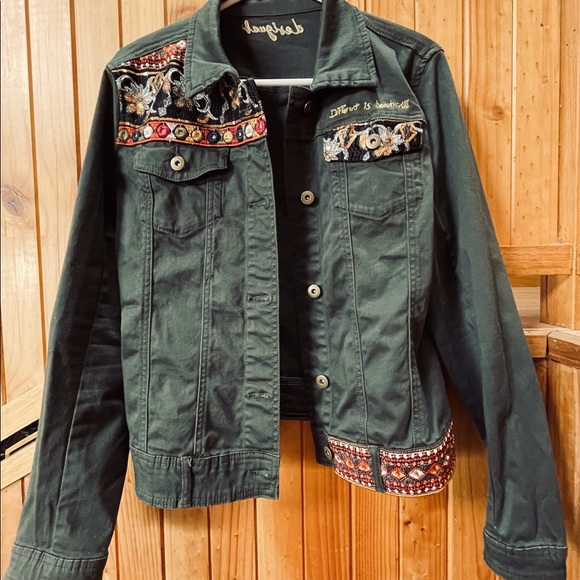Desigual khaki denim/canvas jacket size 44